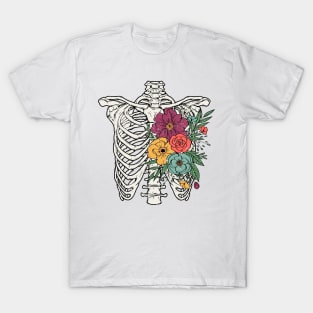 Floral rib cage skeleton T-Shirt